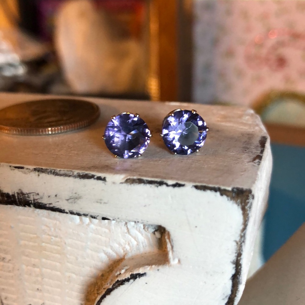 Purple Amethyst Rhinestone Earrings